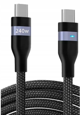 Szybki Kabel USB-C / USB-C Typu C 240W 5A QC 4.0 PD 2M DO ŁADOWANIA LAPTOPA