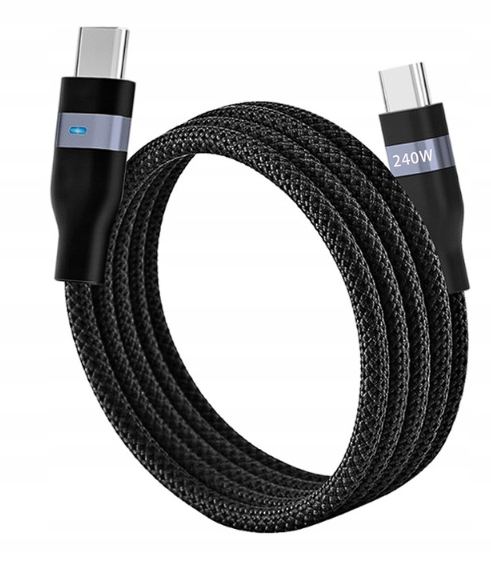 Szybki Kabel USB-C / USB-C Typu C 240W 5A QC 4.0 PD 2M DO ŁADOWANIA LAPTOPA