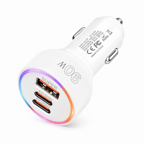 SUPER SZYBKA ŁADOWARKA SAMOCHODOWA 90W 2X USB-C USB-A PD 3.0 QC 3.0 MOCNA